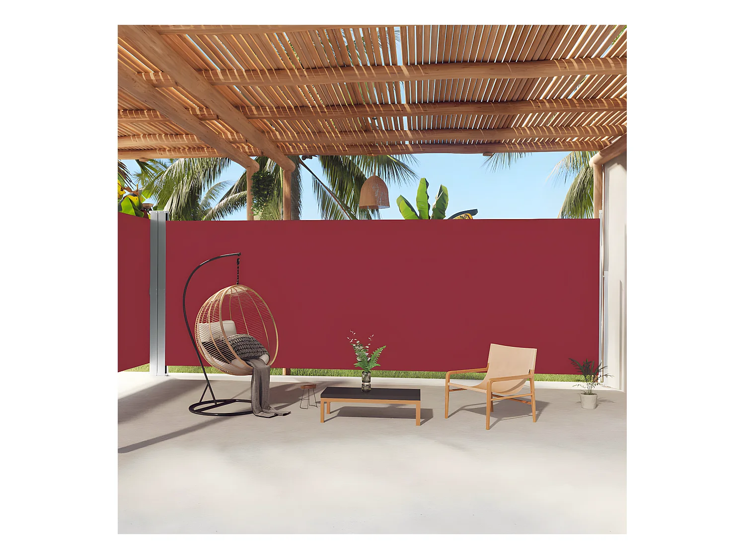 Auvent latéral rétractable Rouge 220x1000 cm WVGQ7954