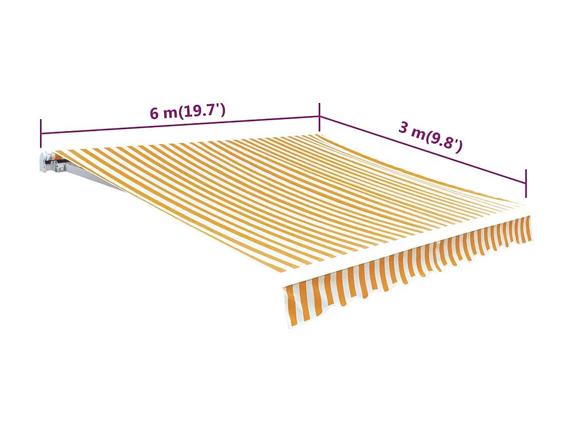 Tissu d'auvent Jaune tournesol/blanc 6 x 3 m (cadre non inclus) WVGQ3768