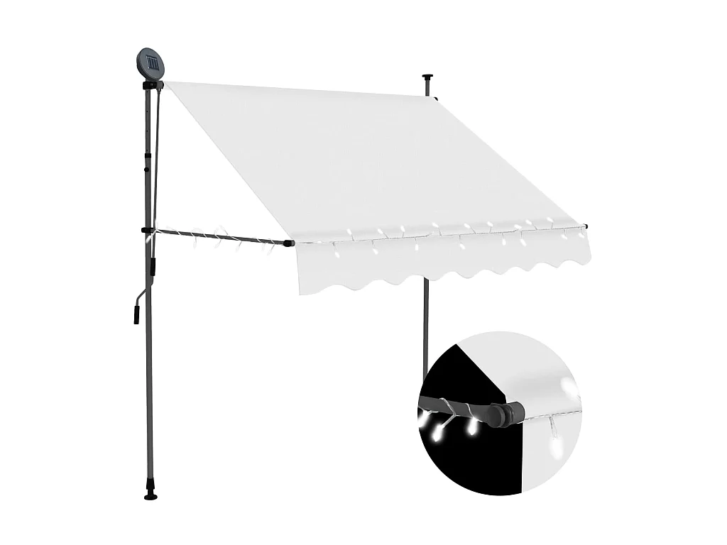 Auvent manuel rétractable avec LED 200 cm Crème WVGQ5244