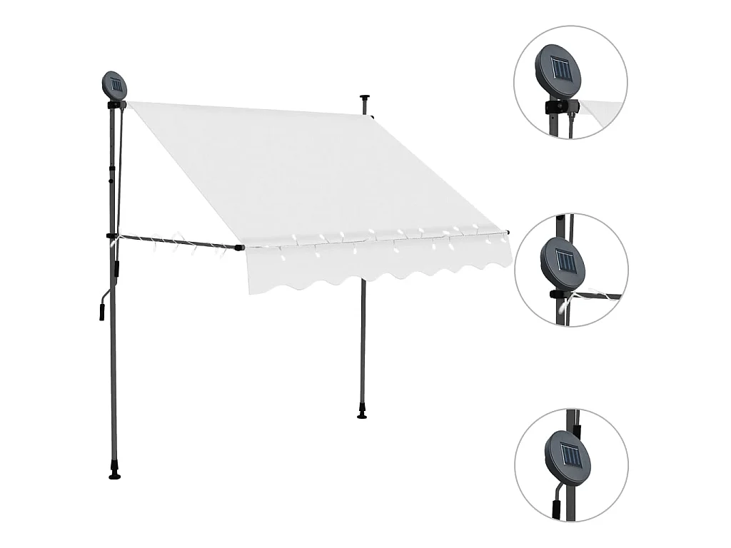 Luifel handmatig uitschuifbaar met LED 200 cm crèmekleurig NL822274