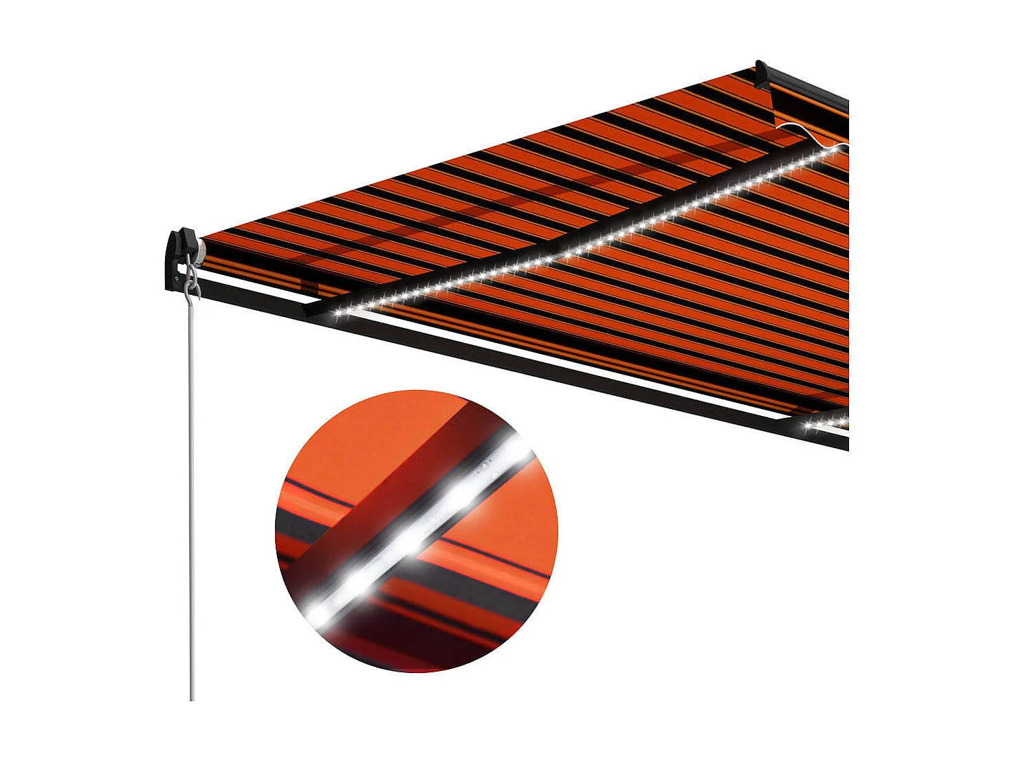Auvent manuel rétractable avec LED 350x250 cm Orange et marron WVGQ7815