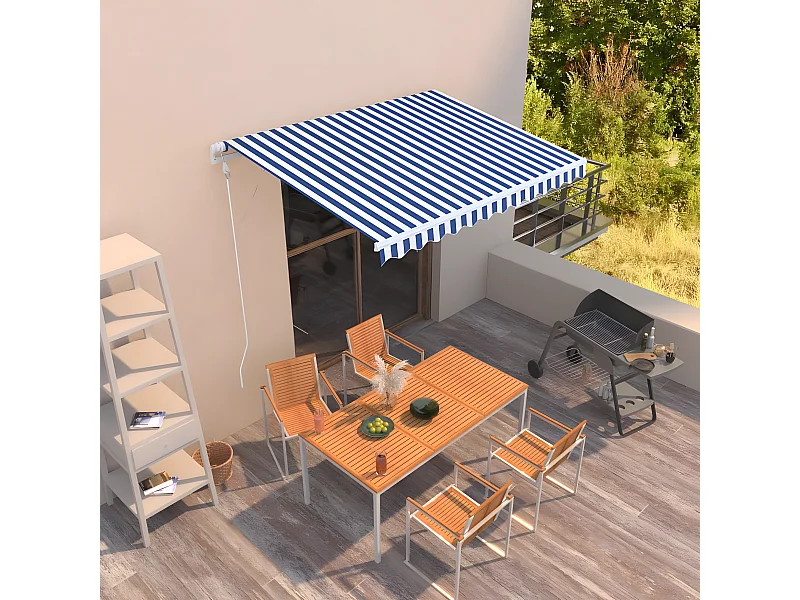 Luifel automatisch uittrekbaar 300x250 cm blauw en wit NL770044