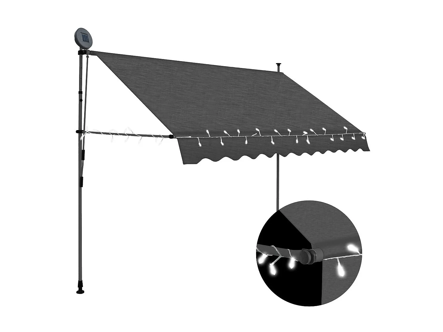 Auvent manuel rétractable avec LED 300 cm Anthracite WVGQ3156