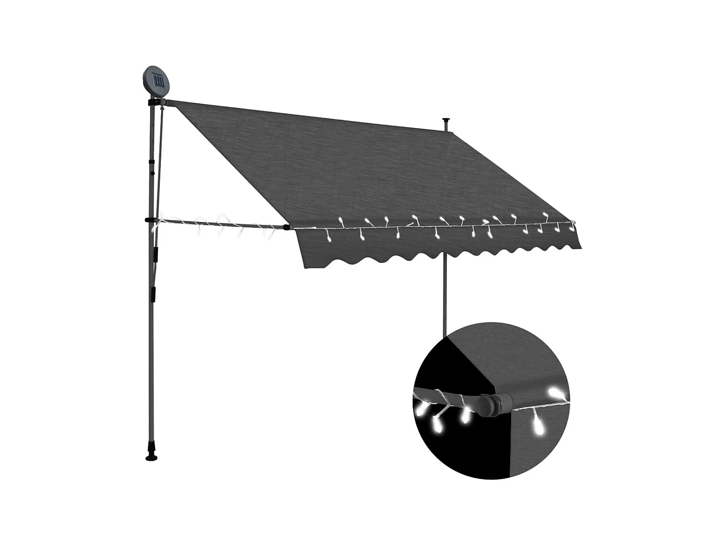 Auvent manuel rétractable avec LED 300 cm Anthracite WVGQ3156