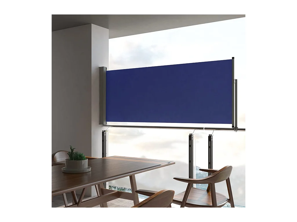 Auvent latéral rétractable de patio 100x300 cm Bleu WVGQ1522