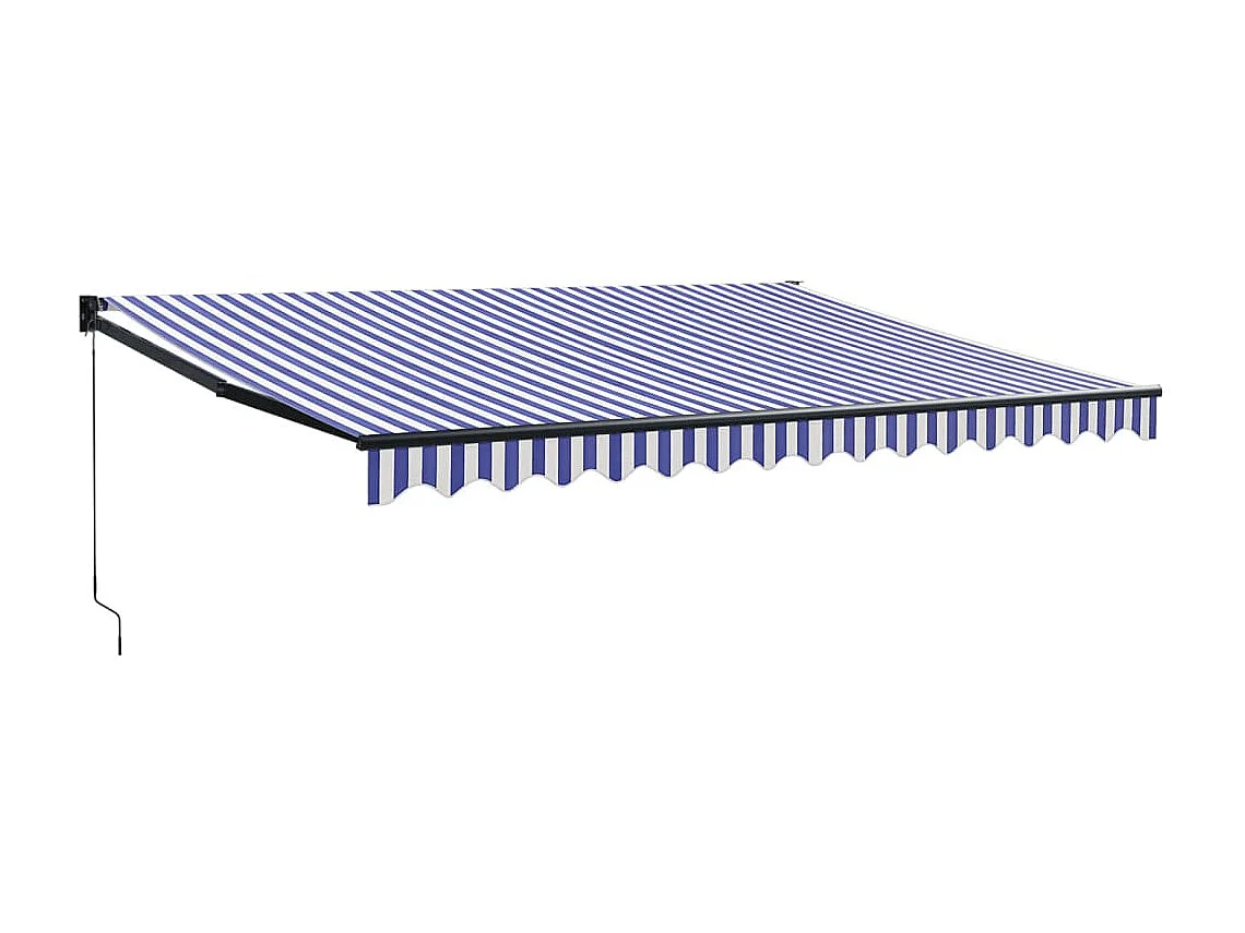 Auvent rétractable bleu et blanc 4x3 m tissu et aluminium WVGQ2426