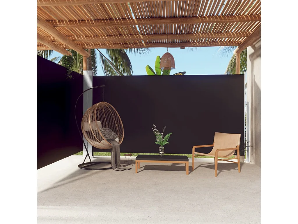 Auvent latéral rétractable Noir 200x600 cm WVGQ6116