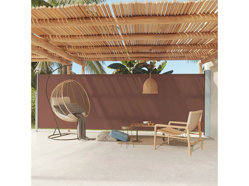 Auvent latéral rétractable de patio 180x600 cm Marron WVGQ6293