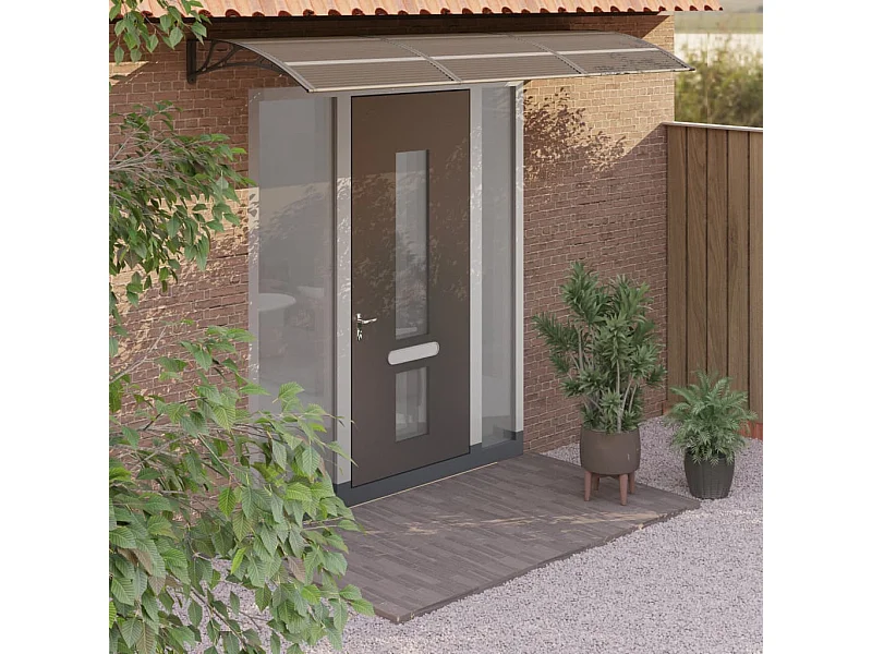 Marquesina de puerta policarbonato negro 300x100 cm ES59890