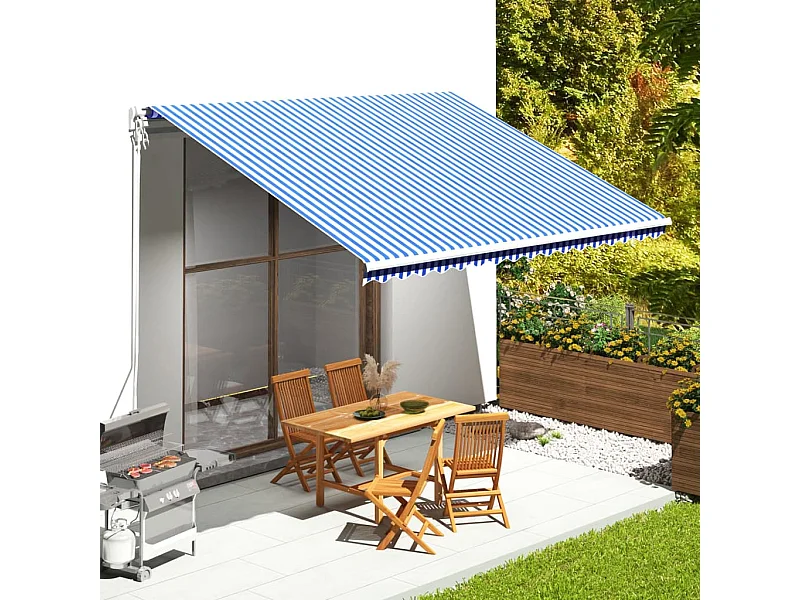 Tissu de remplacement pour auvent Bleu et blanc 4,5x3,5 m WVGQ6189