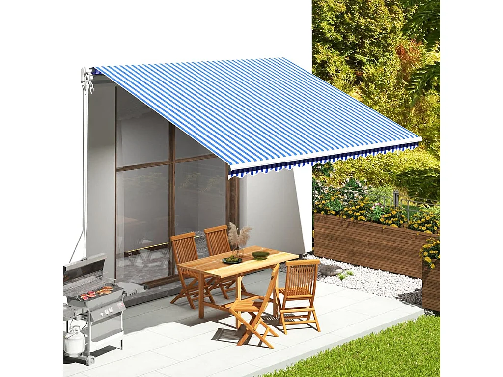 Tissu de remplacement pour auvent Bleu et blanc 4,5x3,5 m WVGQ6189