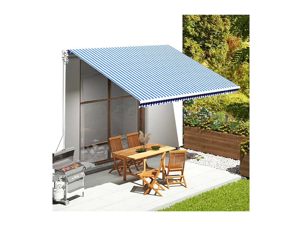 Tissu de remplacement pour auvent Bleu et blanc 4,5x3,5 m WVGQ6189