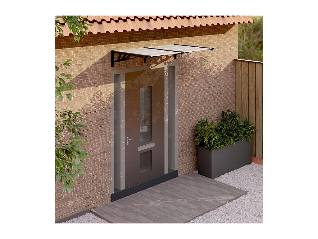 Auvent de porte Noir et transparent 152,5x90 cm Polycarbonate WVGQ1779