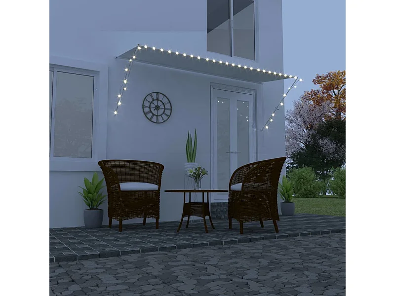 Auvent rétractable avec LED 350x150 cm Crème WVGQ6040