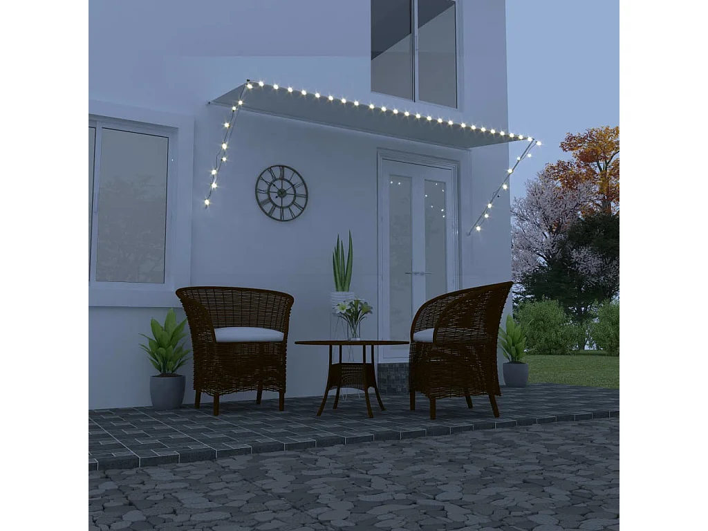 Auvent rétractable avec LED 350x150 cm Crème WVGQ6040