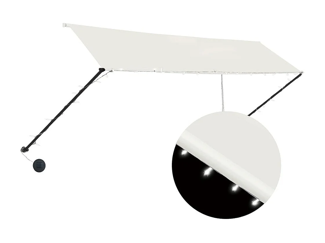 Auvent rétractable avec LED 350x150 cm Crème WVGQ6040