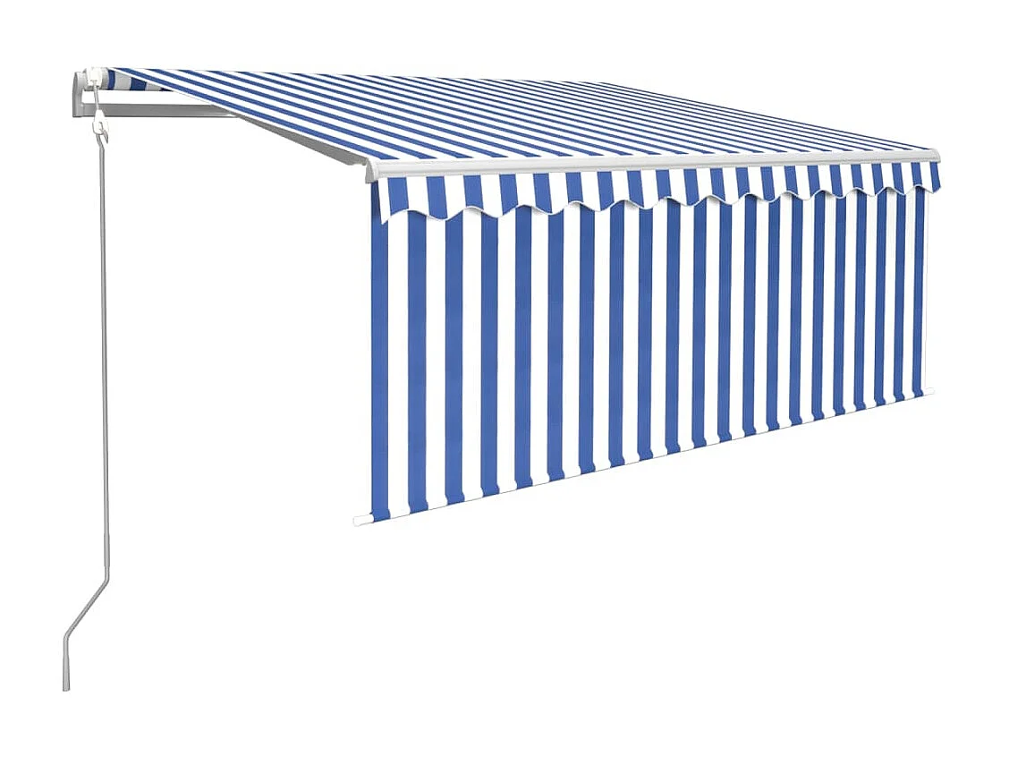 Auvent rétractable automatique avec store 3x2,5 m Bleu et blanc WVGQ9382