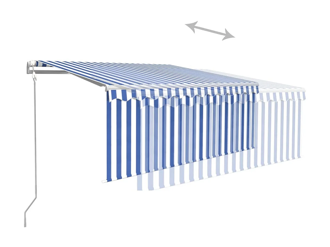 Auvent rétractable automatique avec store 3x2,5 m Bleu et blanc WVGQ9382