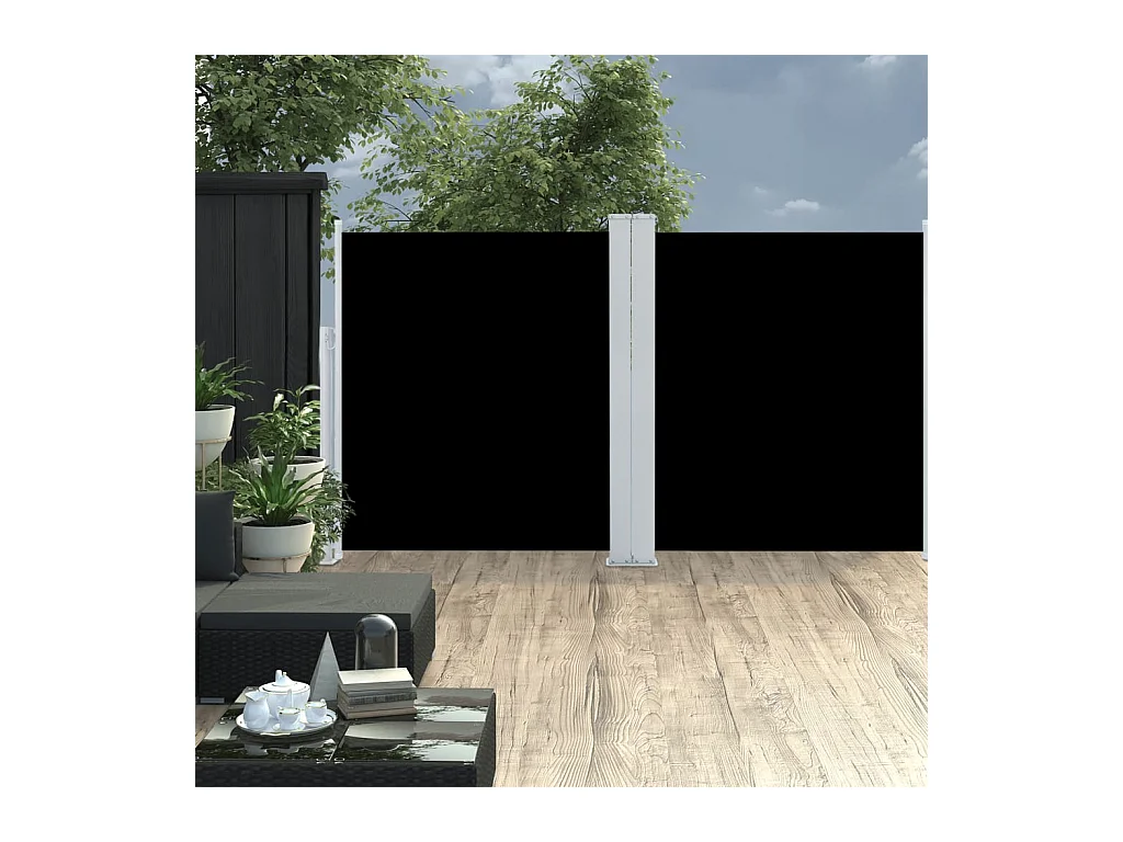 Auvent latéral rétractable Noir 140 x 600 cm WVGQ5119