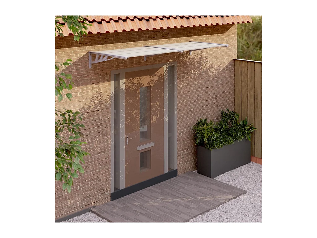 Auvent de porte Gris et transparent 239x90 cm Polycarbonate WVGQ2704