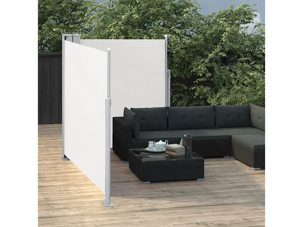 Auvent latéral double rétractable de patio 170x600 cm Crème WVGQ8329