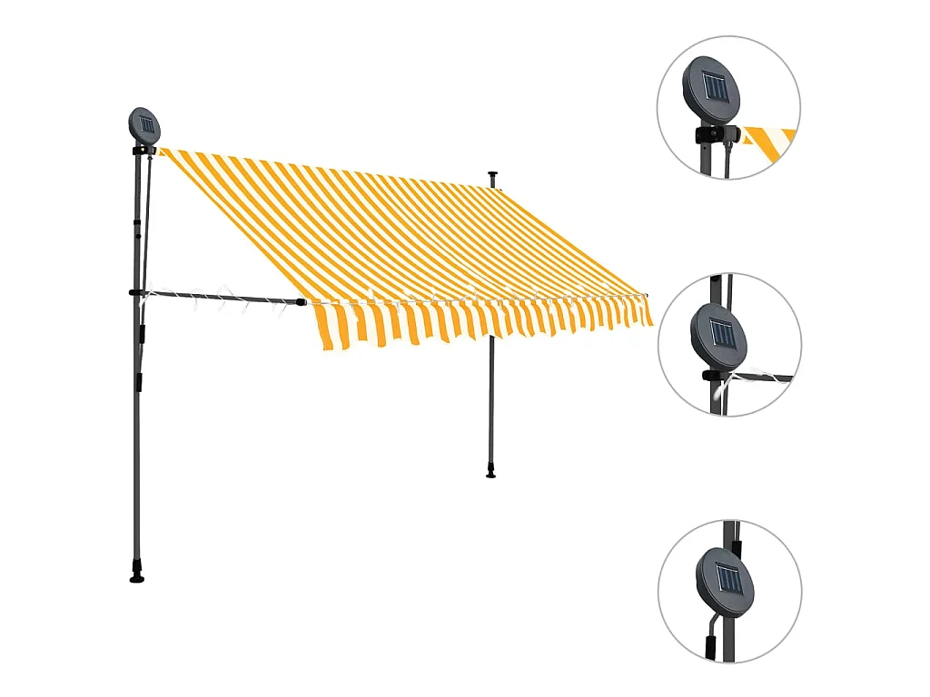Auvent manuel rétractable avec LED 300 cm Blanc et orange WVGQ9555