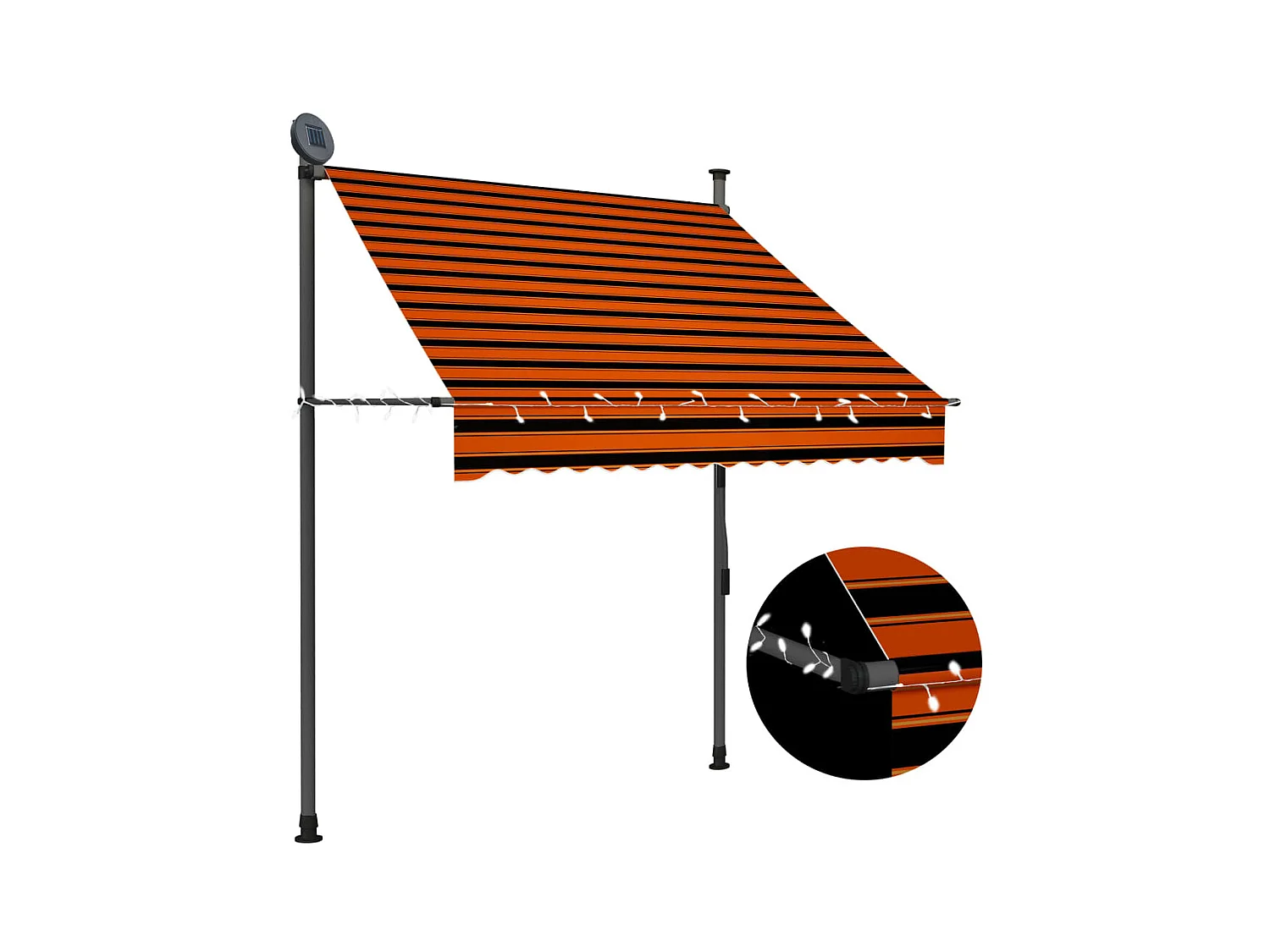 Auvent manuel rétractable avec LED 150 cm Orange et marron WVGQ1912