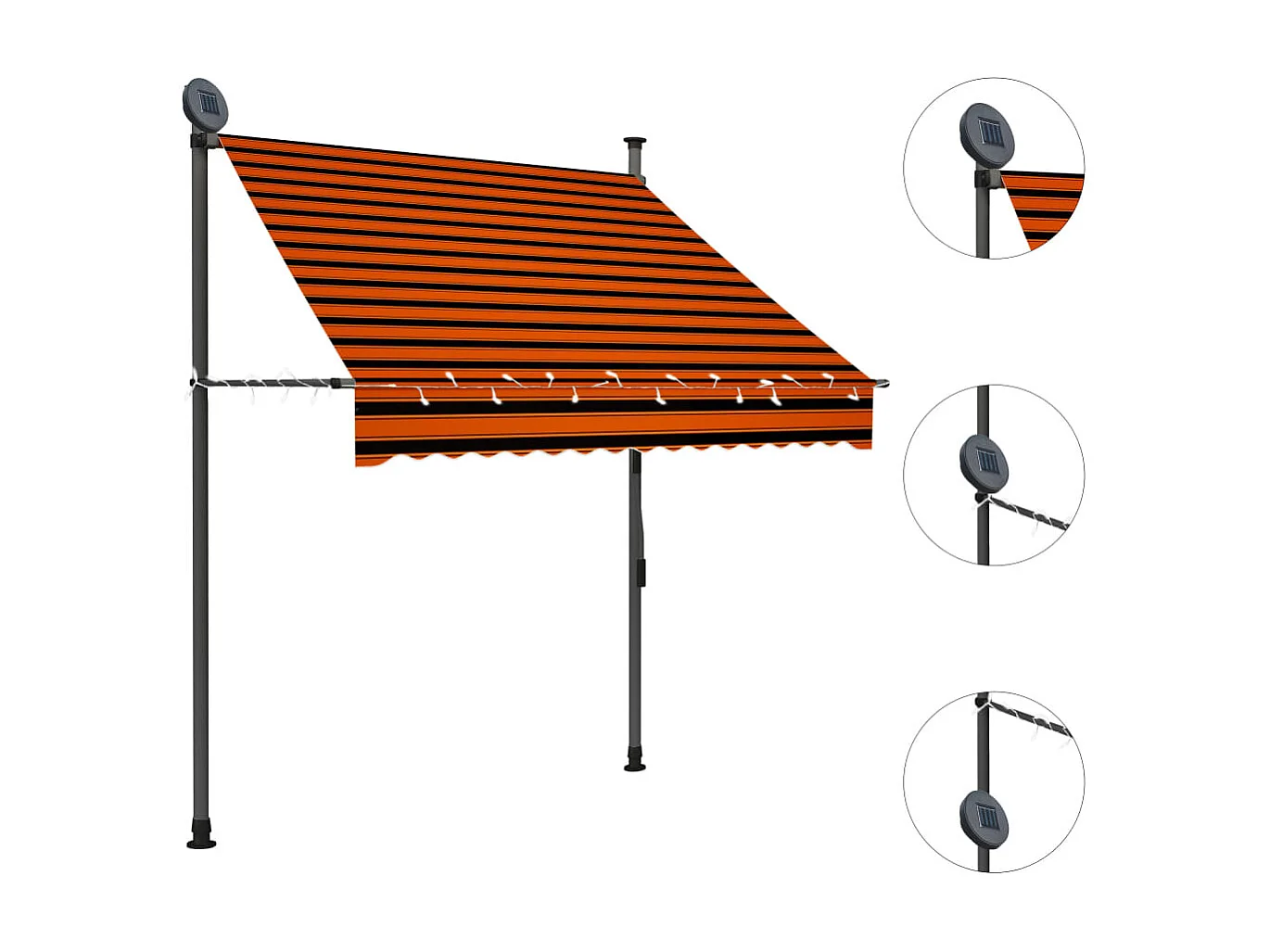 Auvent manuel rétractable avec LED 150 cm Orange et marron WVGQ1912