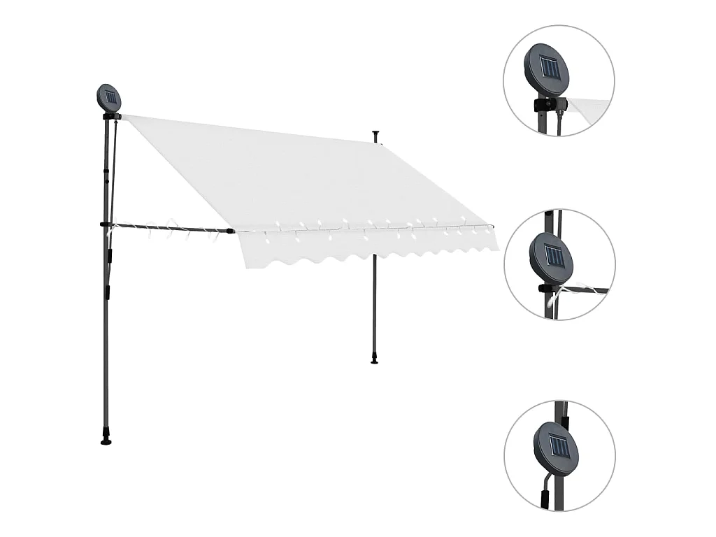 Luifel handmatig uitschuifbaar met LED 250 cm crèmekleurig NL885174