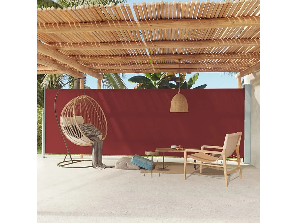 Auvent latéral rétractable de patio 180x600 cm Rouge WVGQ4640
