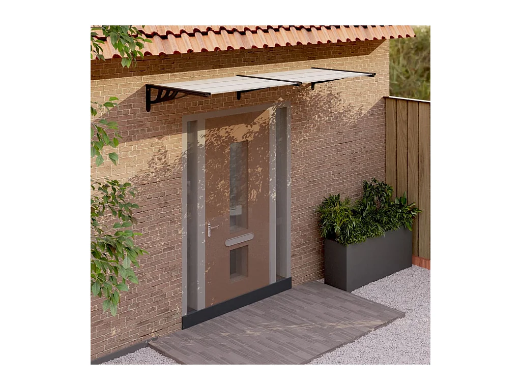 Auvent de porte Noir et transparent 239x90 cm Polycarbonate WVGQ2247