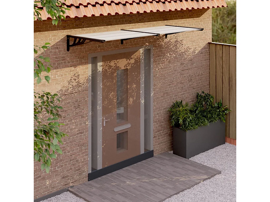 Auvent de porte Noir et transparent 239x90 cm Polycarbonate WVGQ2247