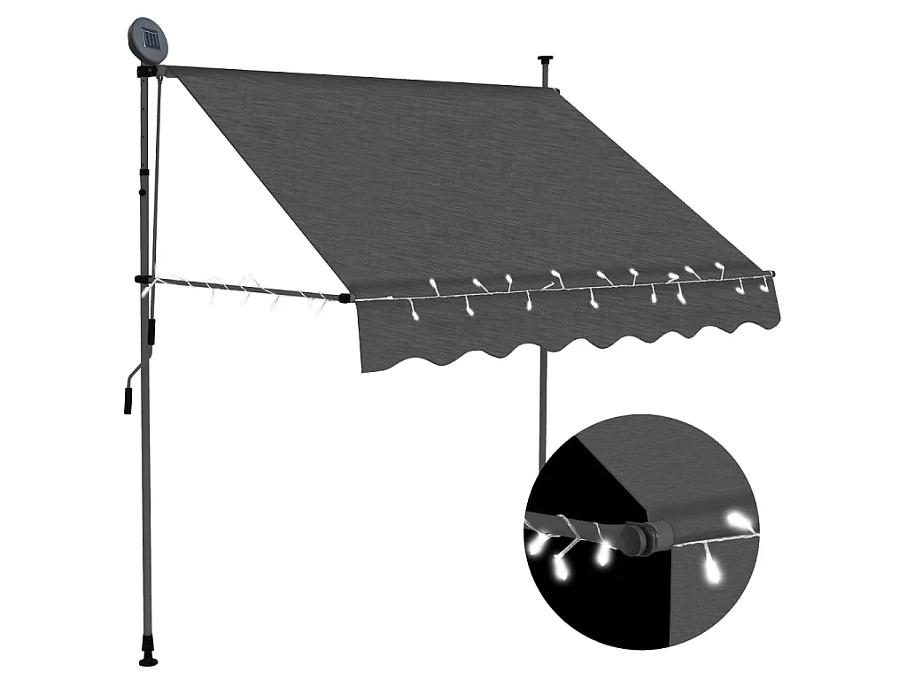 Luifel handmatig uitschuifbaar met LED 100 cm antracietkleurig NL229011