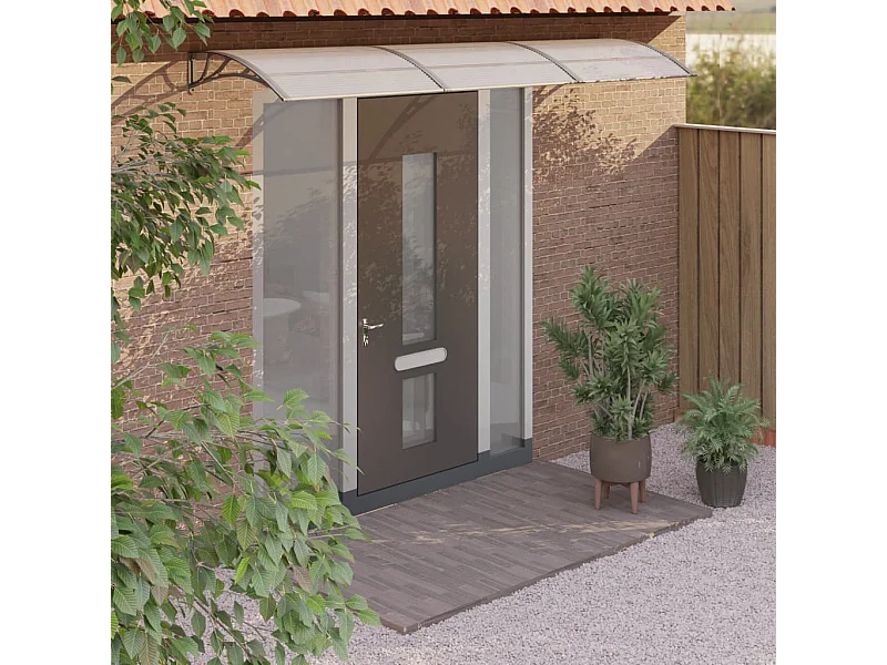 Auvent de porte Gris 300x80 cm Polycarbonate WVGQ3145