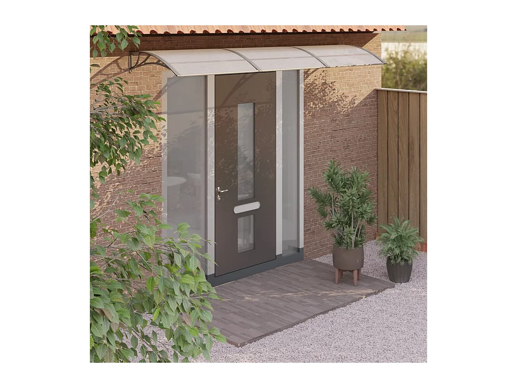 Auvent de porte Gris 300x80 cm Polycarbonate WVGQ3145