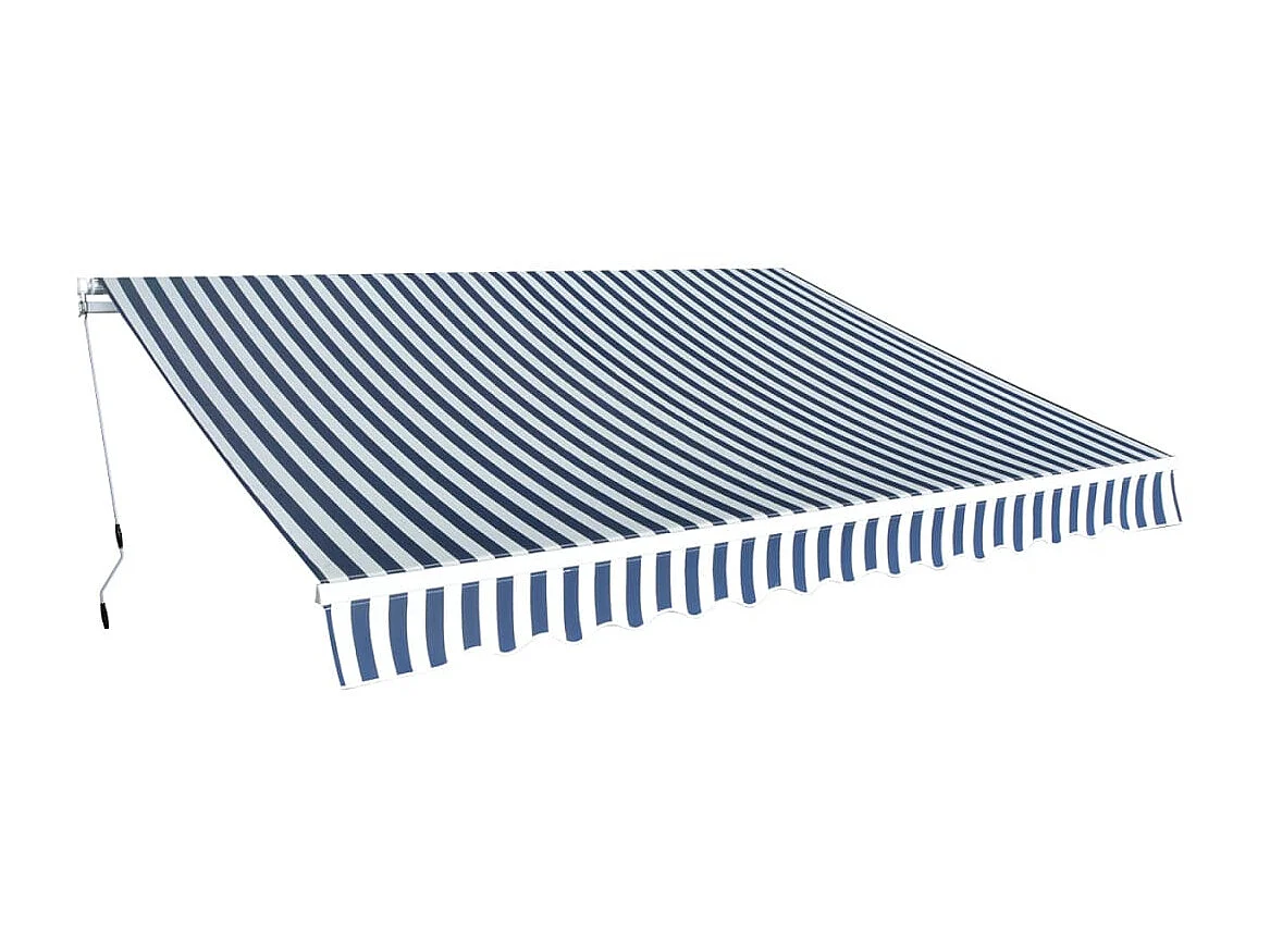 Luifel handmatig uittrekbaar 350 cm blauw/wit NL144912