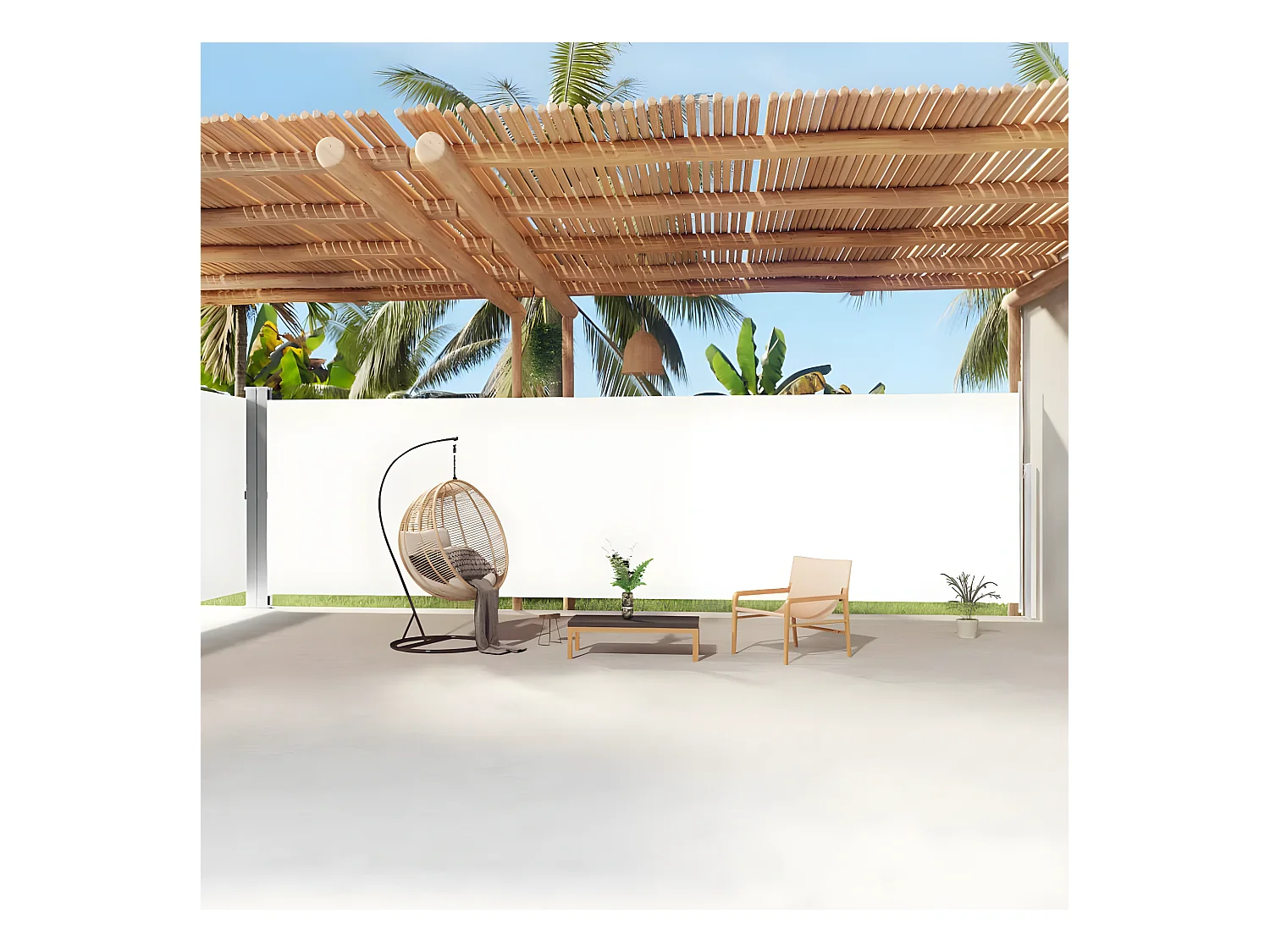 Auvent latéral rétractable Crème 220x1200 cm WVGQ7445