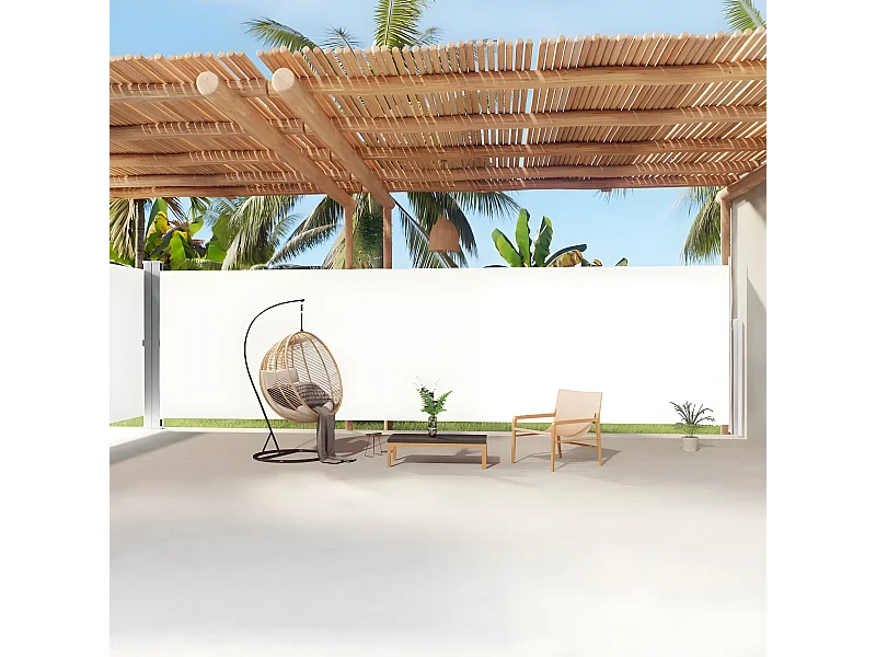 Windscherm uittrekbaar 220x1200 cm crèmekleurig NL155898