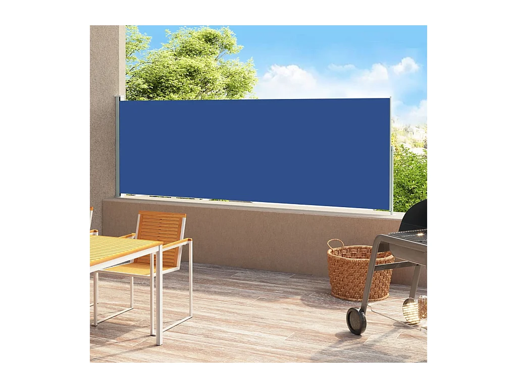 Auvent latéral rétractable de patio 180x500 cm Bleu WVGQ7120