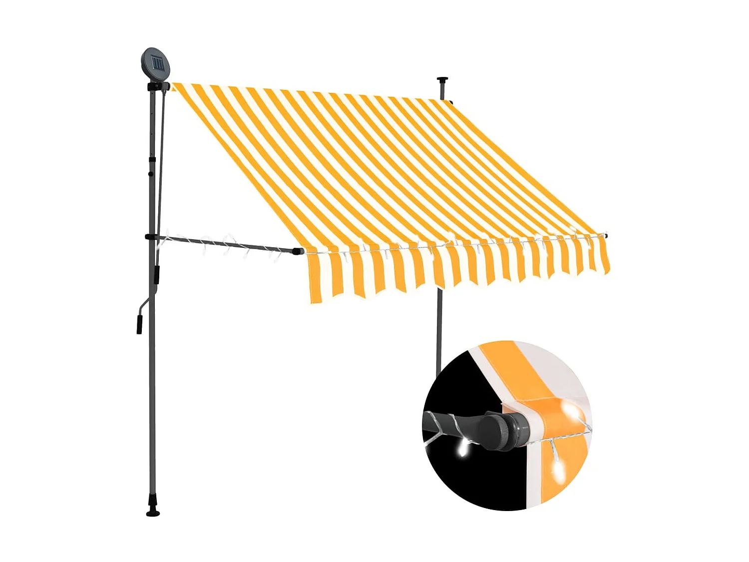 Auvent manuel rétractable avec LED 150 cm Blanc et orange WVGQ7471