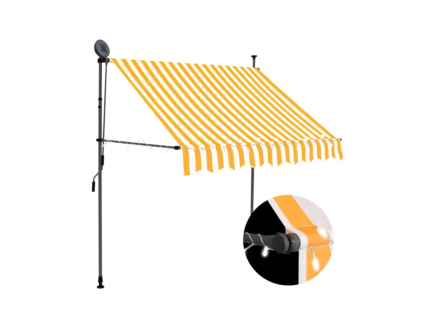 Auvent manuel rétractable avec LED 150 cm Blanc et orange WVGQ7471