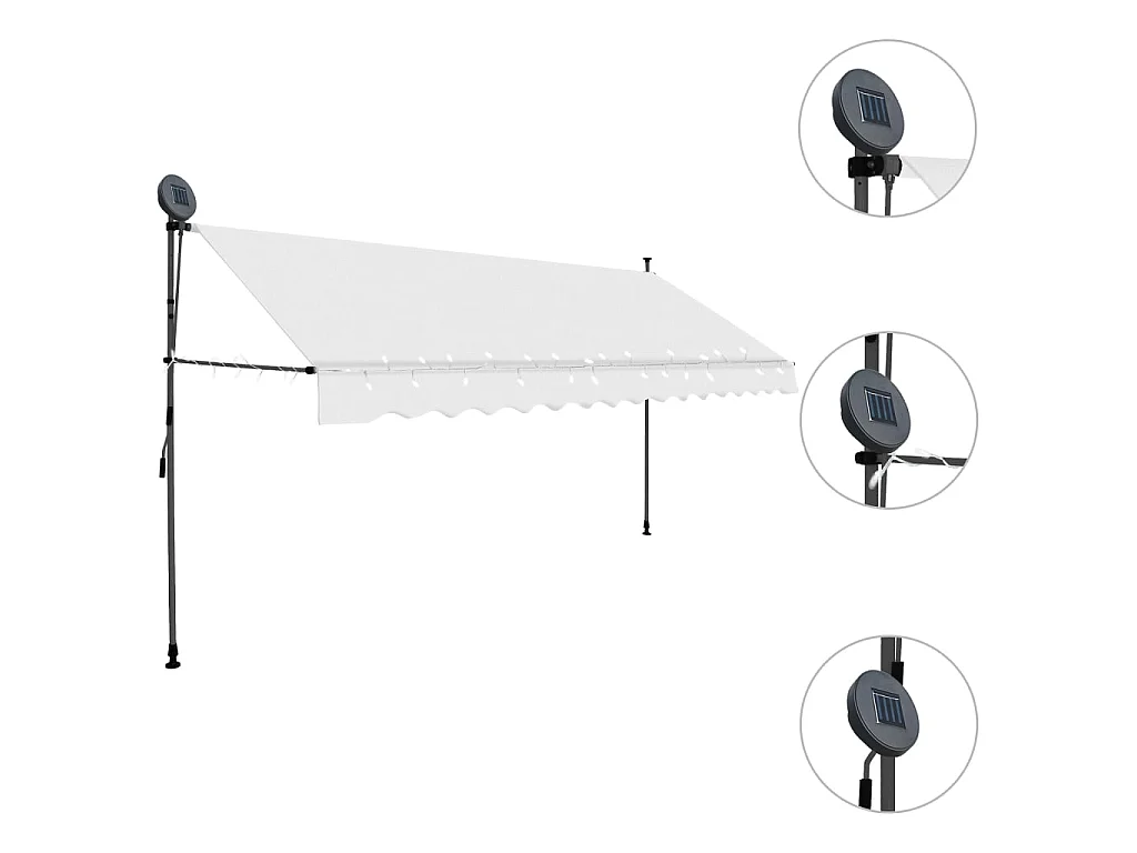 Auvent manuel rétractable avec LED 350 cm Crème WVGQ9968