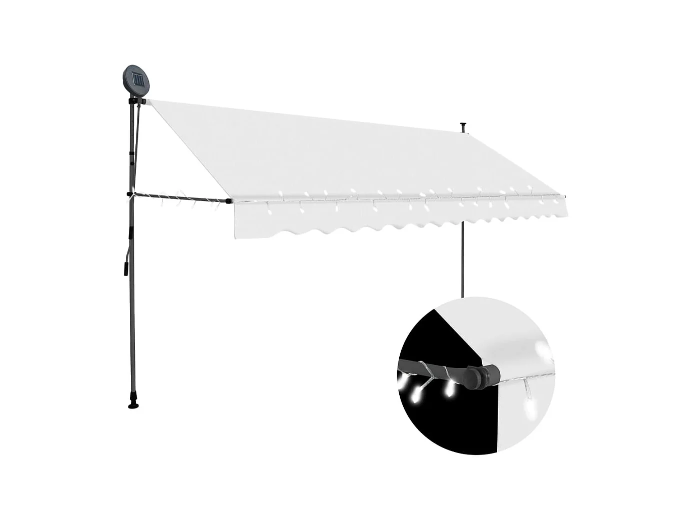 Auvent manuel rétractable avec LED 350 cm Crème WVGQ9968