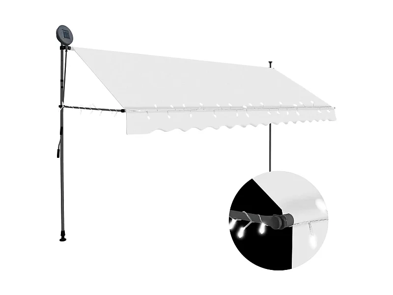 Auvent manuel rétractable avec LED 350 cm Crème WVGQ9968
