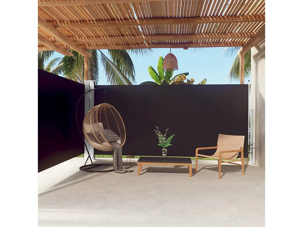 Auvent latéral rétractable Noir 180x600 cm WVGQ2772