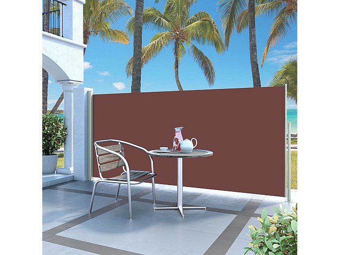Stores Latéral Paravent Extérieur Brise Vue Pour Terrasse - Armature Blanc - 1,8 X 3,5 M - Gris Anthracite| Côté Store