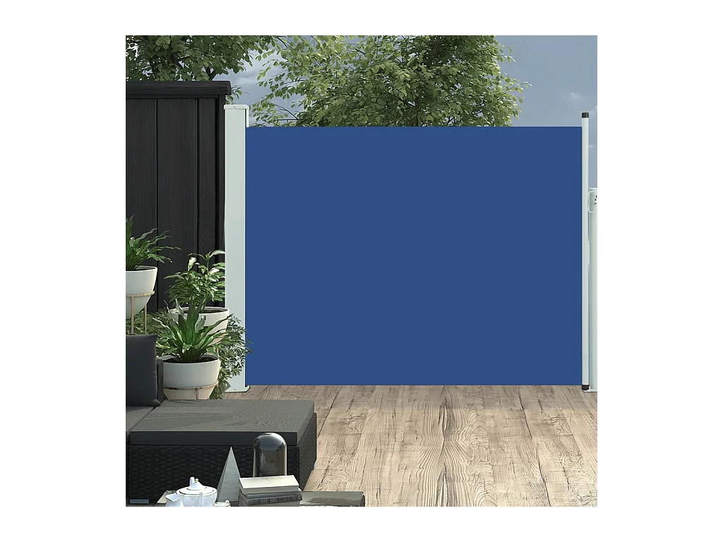 Auvent latéral rétractable de patio 140x500 cm Bleu WVGQ7283