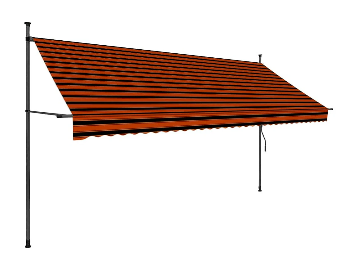 Auvent manuel rétractable avec LED 350 cm Orange et marron WVGQ2866