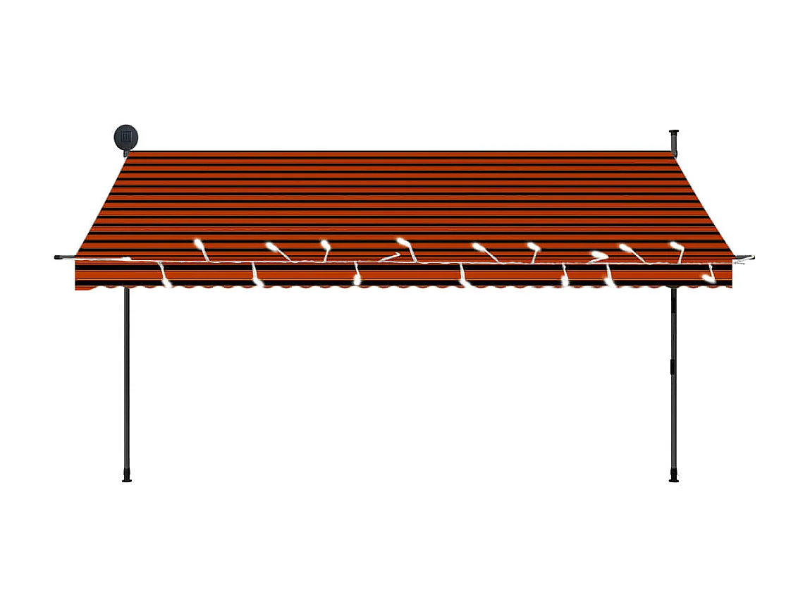 Auvent manuel rétractable avec LED 350 cm Orange et marron WVGQ2866