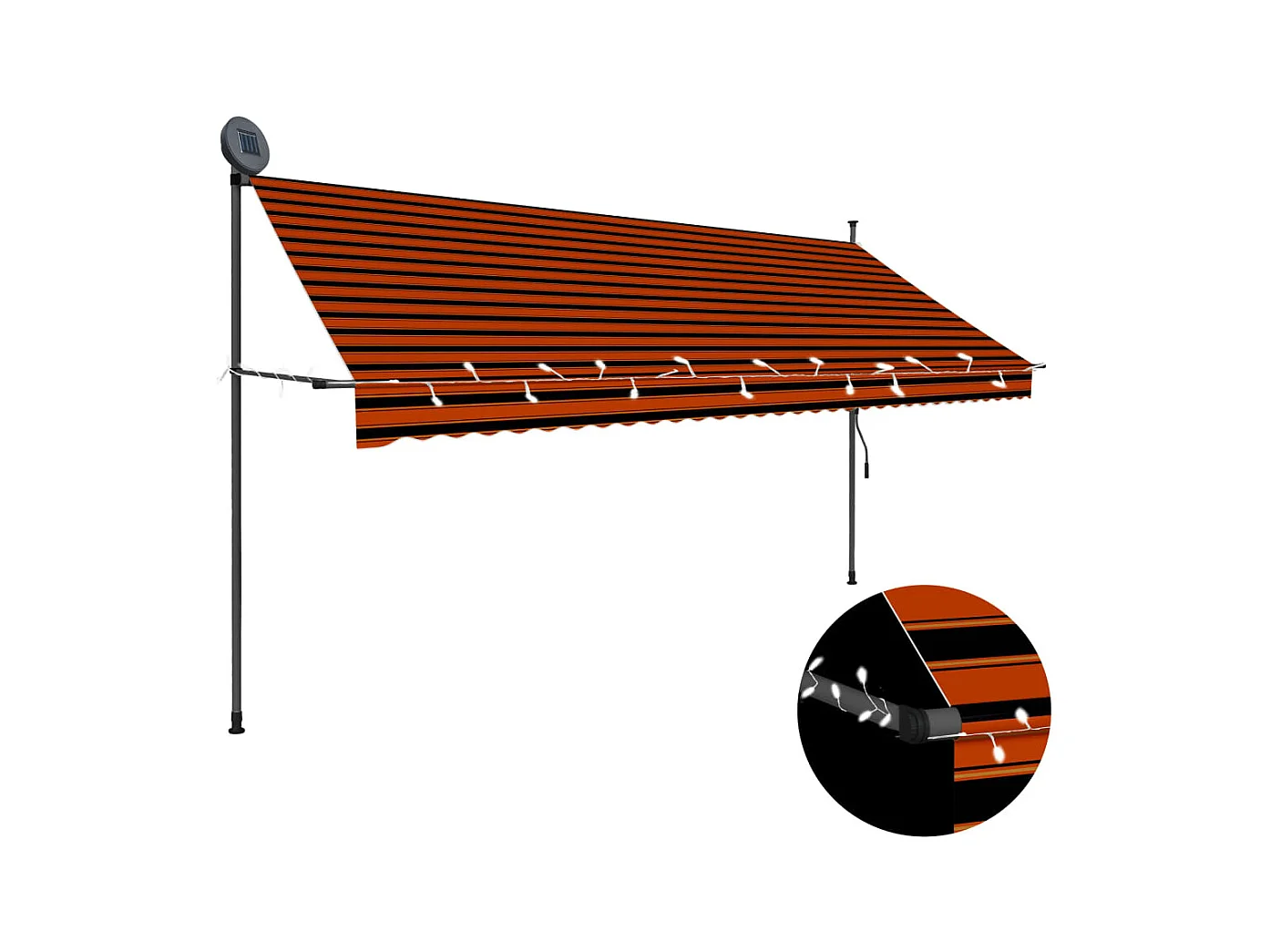 Auvent manuel rétractable avec LED 350 cm Orange et marron WVGQ2866